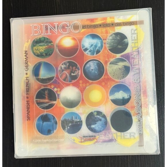 Bilingual Bingo Game Learning Seasons & Weather Vocabulary Spanish French German - Picture 1 of 6
